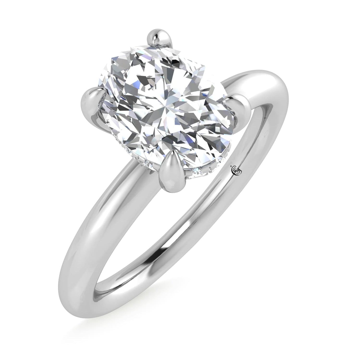 14K White Gold Lab Grown Diamond 1 1/20Ct.Tw. Oval Shape IGI Certified Engagement Ring (Center 1ct)