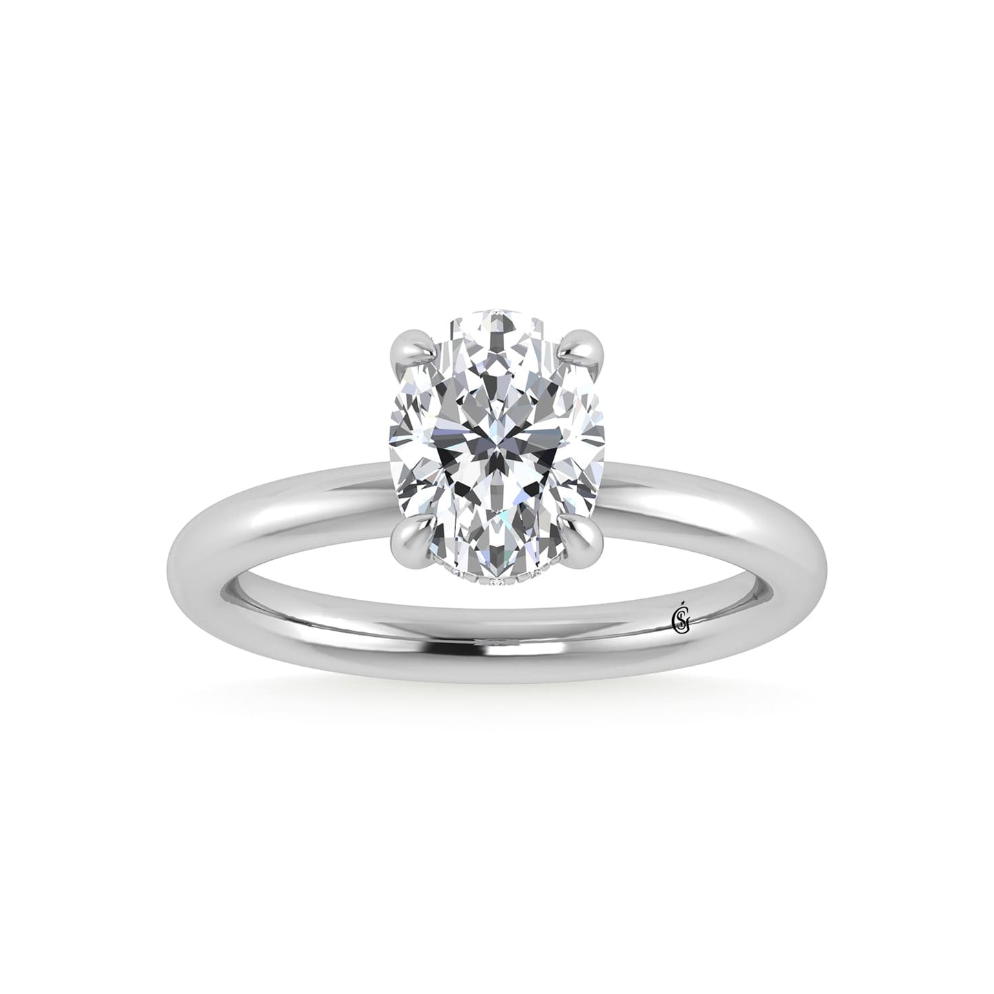 14K White Gold Lab Grown Diamond 2 1/20 Ct.Tw. Oval Shape IGI Certified Engagement Ring (Center 2ct)