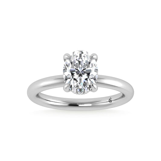 14K White Gold Lab Grown Diamond 2 1/20 Ct.Tw. Oval Shape IGI Certified Engagement Ring (Center 2ct)