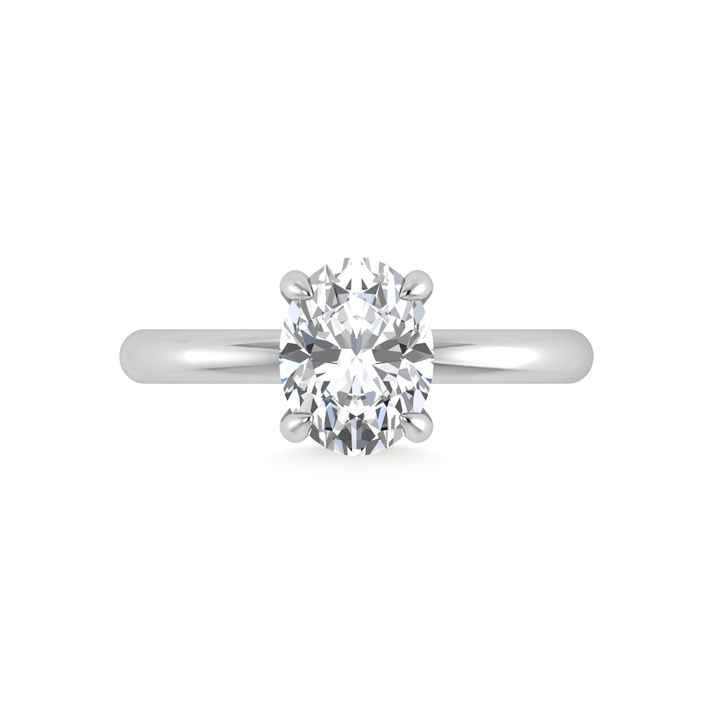 14K White Gold Lab Grown Diamond 2 1/20 Ct.Tw. Oval Shape IGI Certified Engagement Ring (Center 2ct)