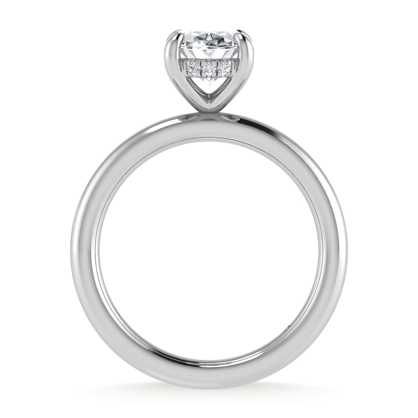 14K White Gold Lab Grown Diamond 2 1/20 Ct.Tw. Oval Shape IGI Certified Engagement Ring (Center 2ct)