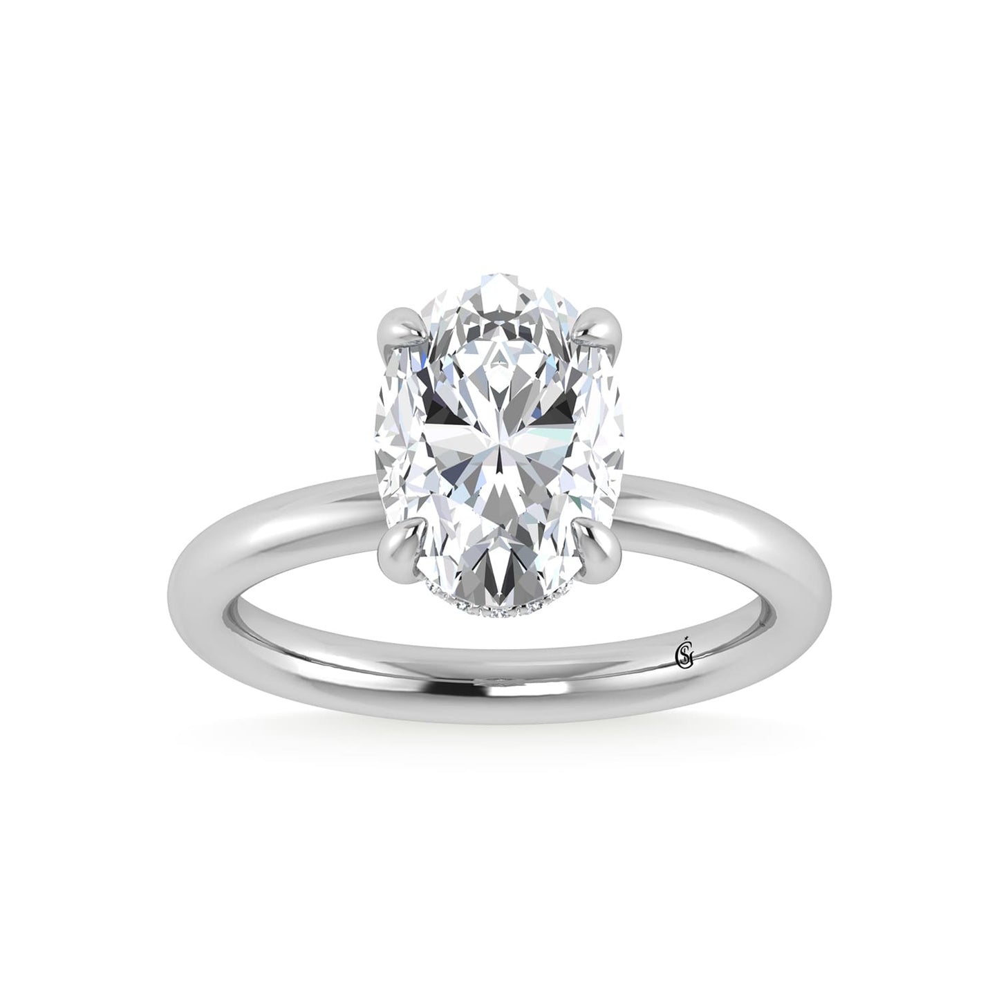 14K White Gold Lab Grown Diamond 2 1/20 Ct.Tw. Oval Shape IGI Certified Engagement Ring (Center 2ct)