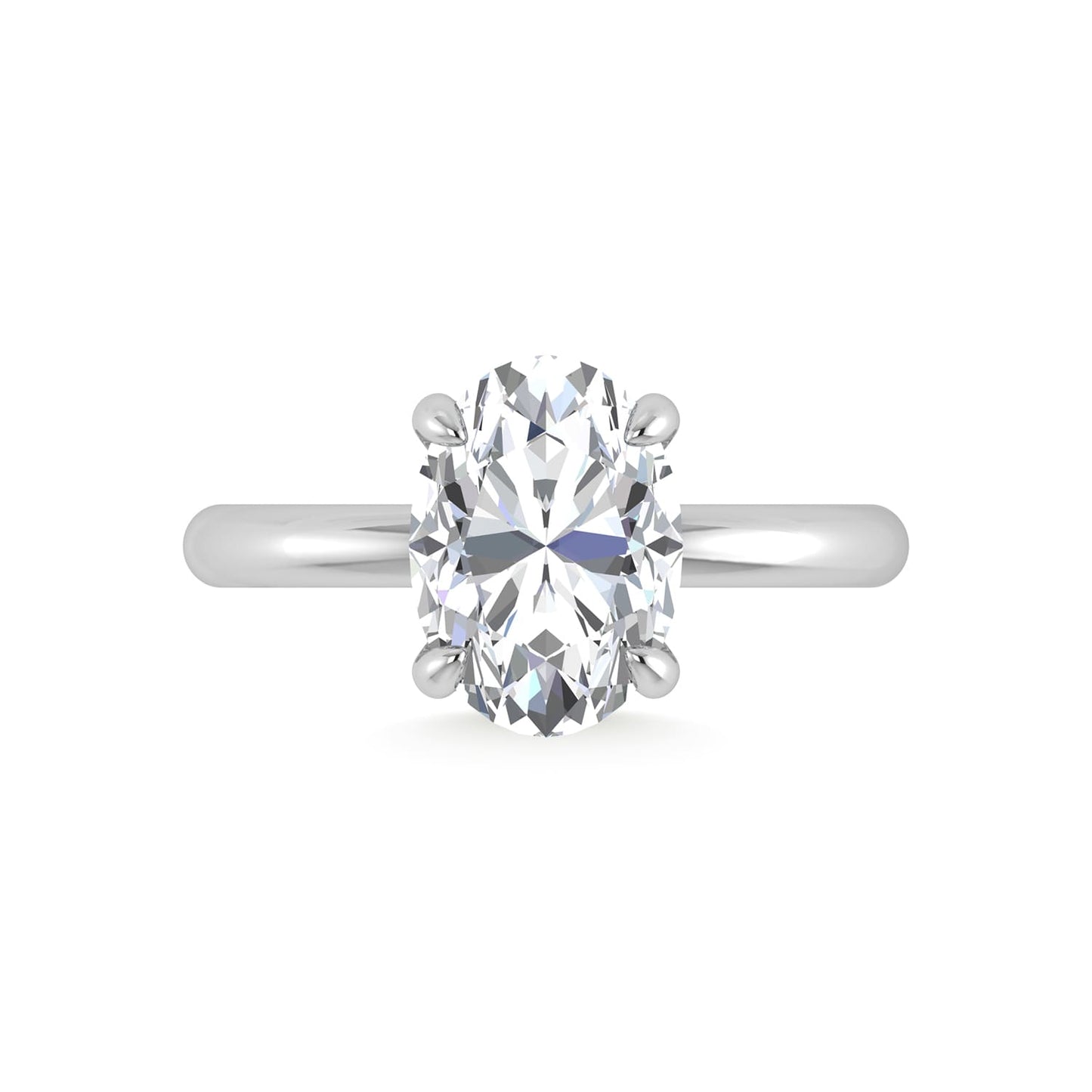 14K White Gold Lab Grown Diamond 2 1/20 Ct.Tw. Oval Shape IGI Certified Engagement Ring (Center 2ct)