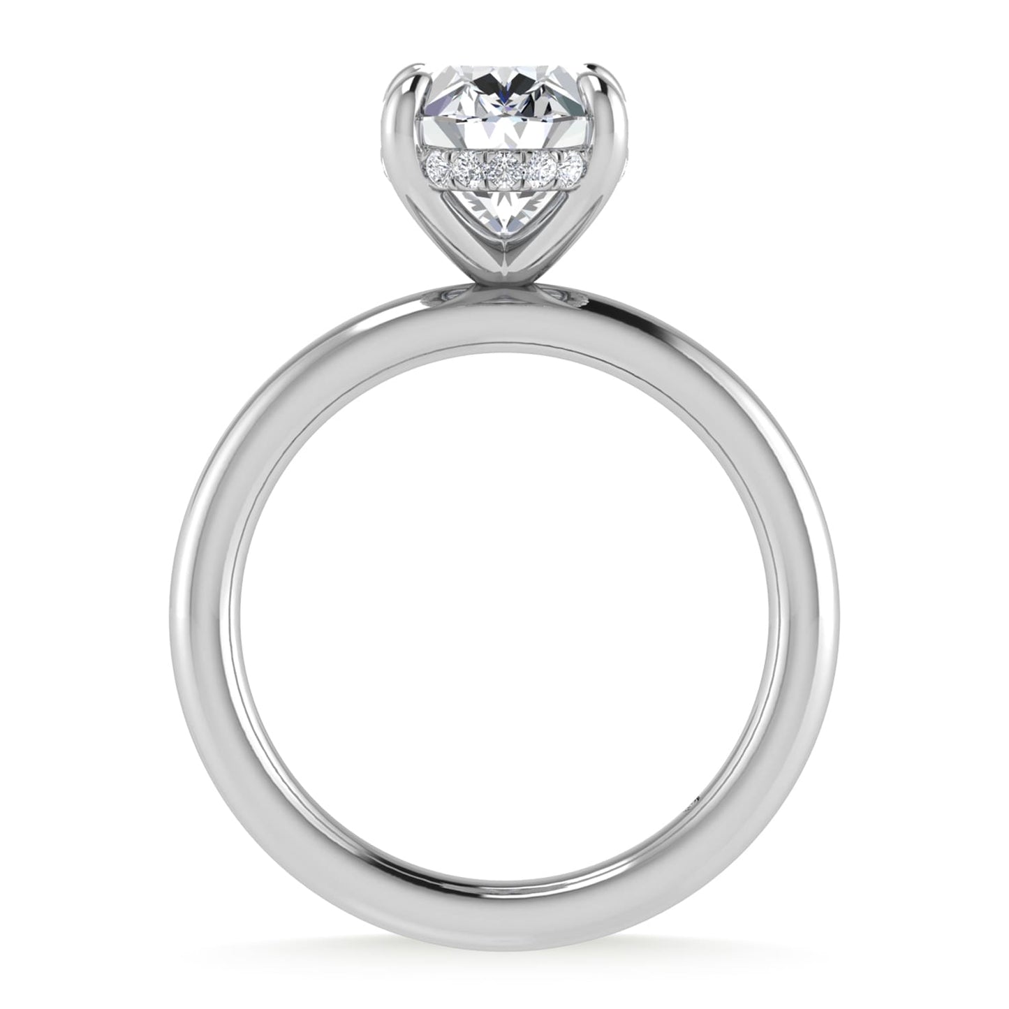 14K White Gold Lab Grown Diamond 2 1/20 Ct.Tw. Oval Shape IGI Certified Engagement Ring (Center 2ct)