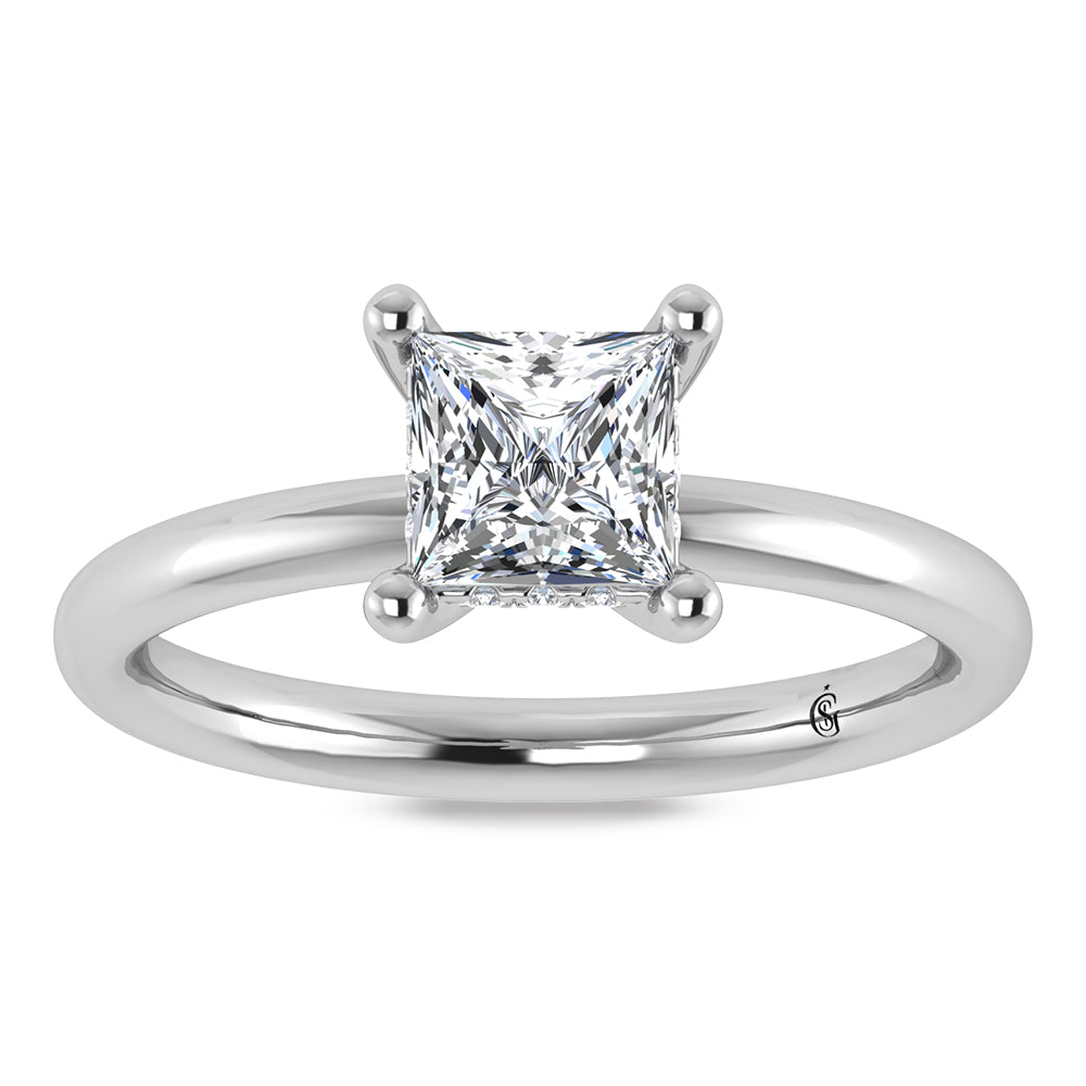 14K White Gold Lab Grown Princess Shape Lab Grown Diamond 1 1/20 ct.tw. Certified Solitaire Engagement Ring (Center 1 ctw)