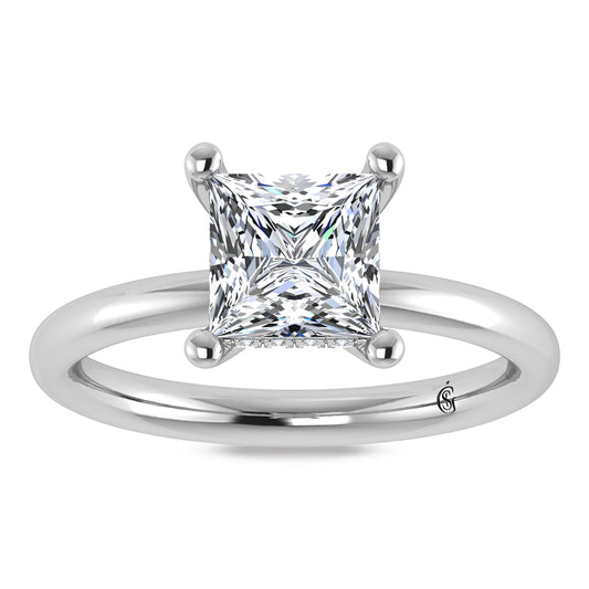 14K White Gold Lab Grown Princess Shape Lab Grown Diamond 1 1/2 ct.tw. Certified Solitaire Engagement Ring (Center 1 1/2 ctw)