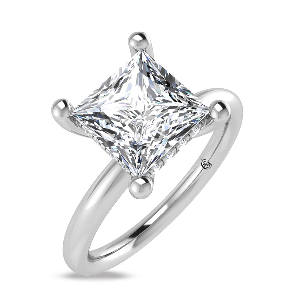 14K White Gold Lab Grown Princess Shape Lab Grown Diamond 1 1/2 ct.tw. Certified Solitaire Engagement Ring (Center 1 1/2 ctw)