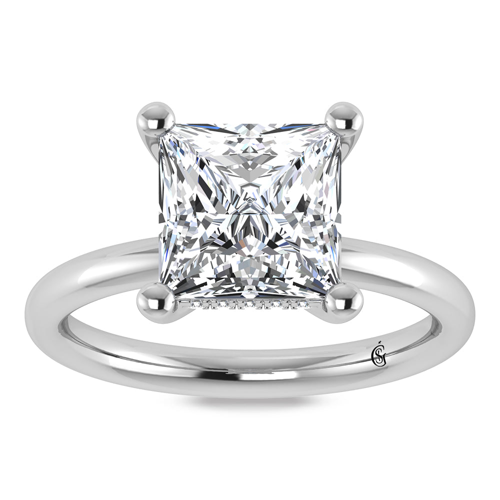14K White Gold Lab Grown Princess Shape Lab Grown Diamond 3 1/20 ct.tw. Certified Solitaire Engagement Ring (Center 3 ctw)