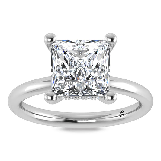 14K White Gold Lab Grown Princess Shape Lab Grown Diamond 3 1/20 ct.tw. Certified Solitaire Engagement Ring (Center 3 ctw)