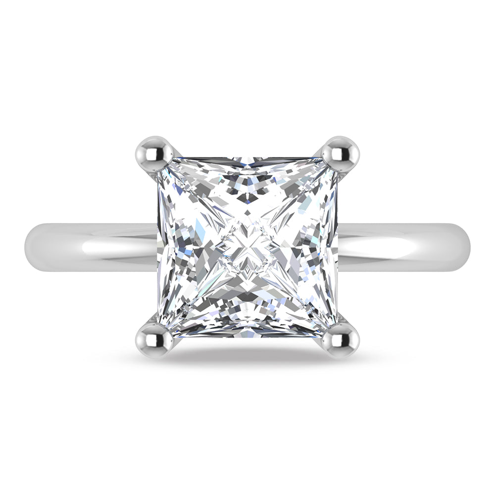14K White Gold Lab Grown Princess Shape Lab Grown Diamond 3 1/20 ct.tw. Certified Solitaire Engagement Ring (Center 3 ctw)