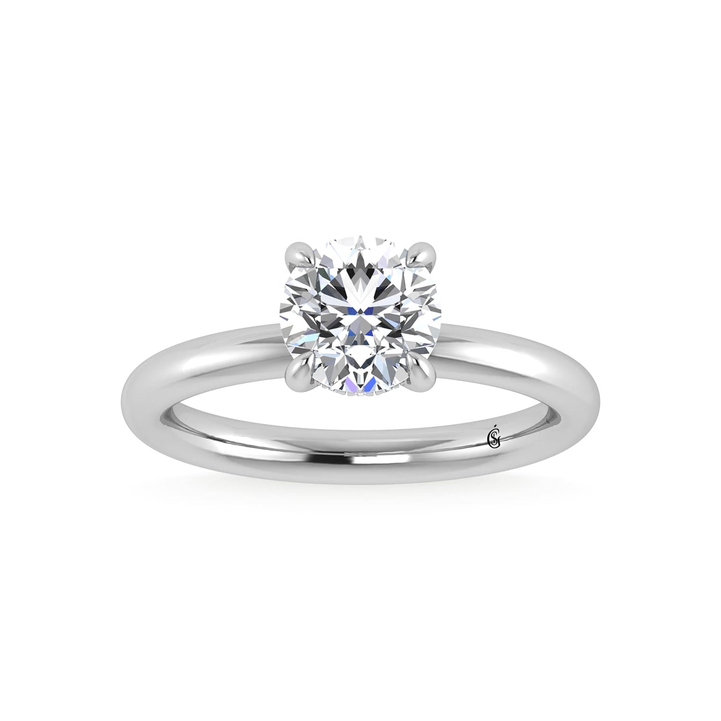 14K White Gold Lab Grown Diamond 1 1/2 Ct.Tw. Round Shape IGI Certified Engagement Ring (Center 1.5ct)