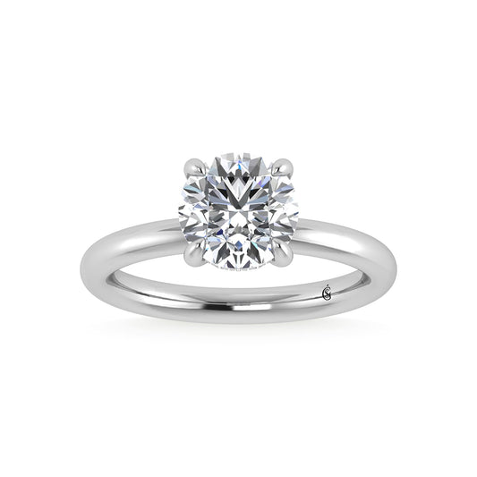 14K White Gold Lab Grown Diamond 2 1/20 Ct.Tw. Round Shape IGI Certified Engagement Ring (Center 2ct)