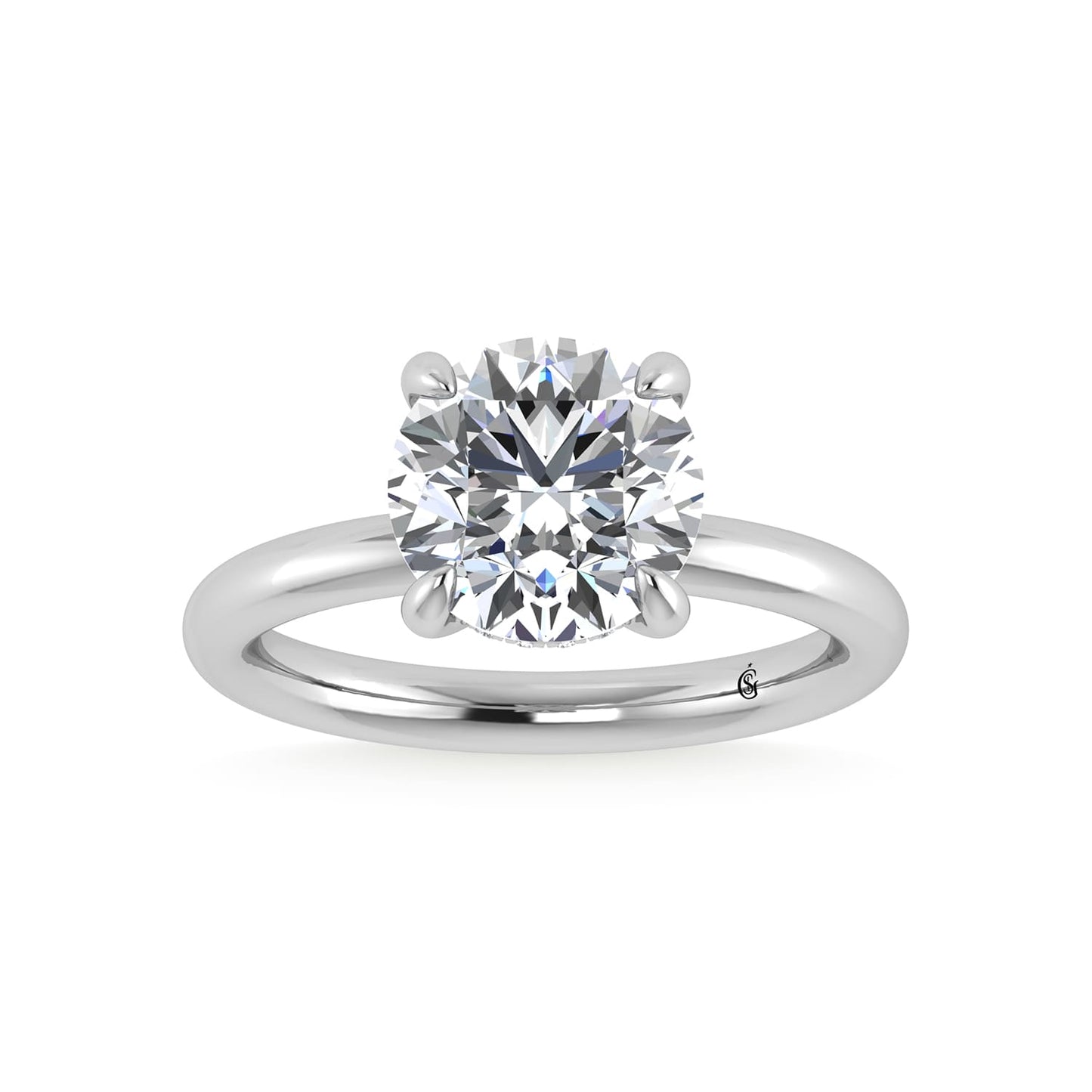 14K White Gold Lab Grown Diamond 3 1/20 Ct.Tw. Round Shape IGI Certified Engagement Ring (Center 3ct)