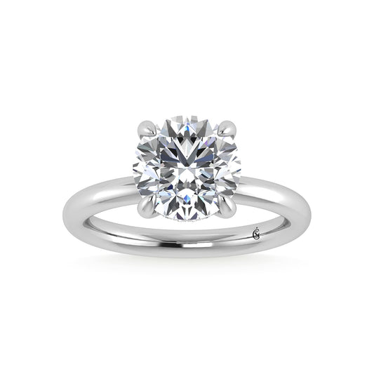 14K White Gold Lab Grown Diamond 3 1/20 Ct.Tw. Round Shape IGI Certified Engagement Ring (Center 3ct)