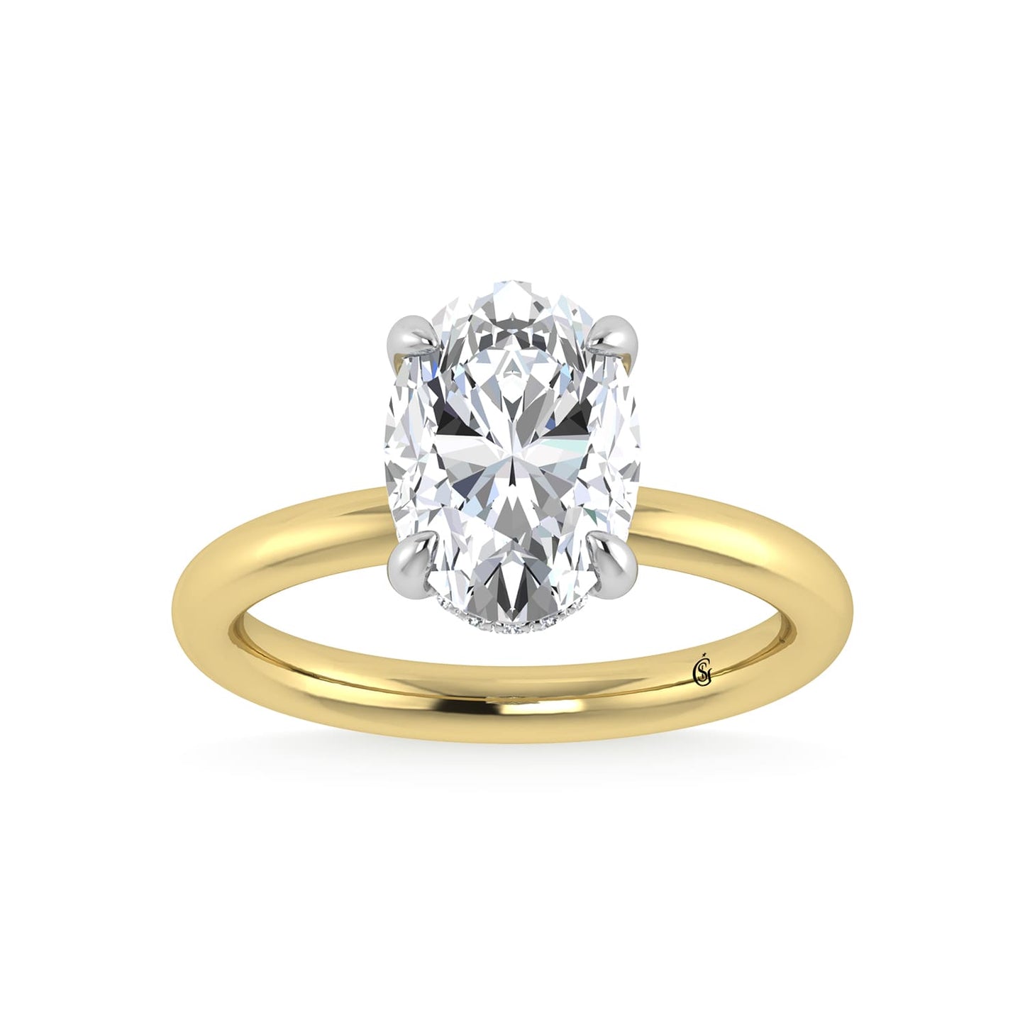 14K White Gold Lab Grown Diamond 3 1/20 Ct.Tw. Oval Shape IGI Certified Engagement Ring (Center 3ct)