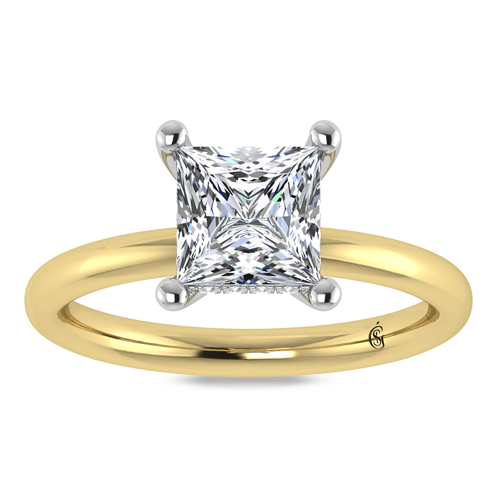 14K Yellow Gold Lab Grown Princess Shape Lab Grown Diamond 1 1/2 ct.tw. Certified Solitaire Engagement Ring (Center 1 1/2 ctw)