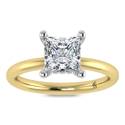 14K Yellow Gold Lab Grown Princess Shape Lab Grown Diamond 1 1/2 ct.tw. Certified Solitaire Engagement Ring (Center 1 1/2 ctw)