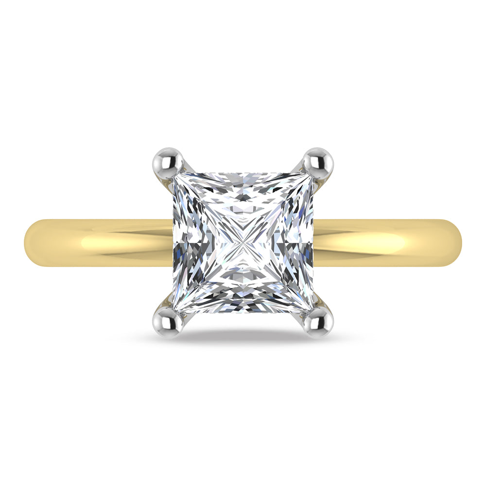 14K Yellow Gold Lab Grown Princess Shape Lab Grown Diamond 1 1/2 ct.tw. Certified Solitaire Engagement Ring (Center 1 1/2 ctw)