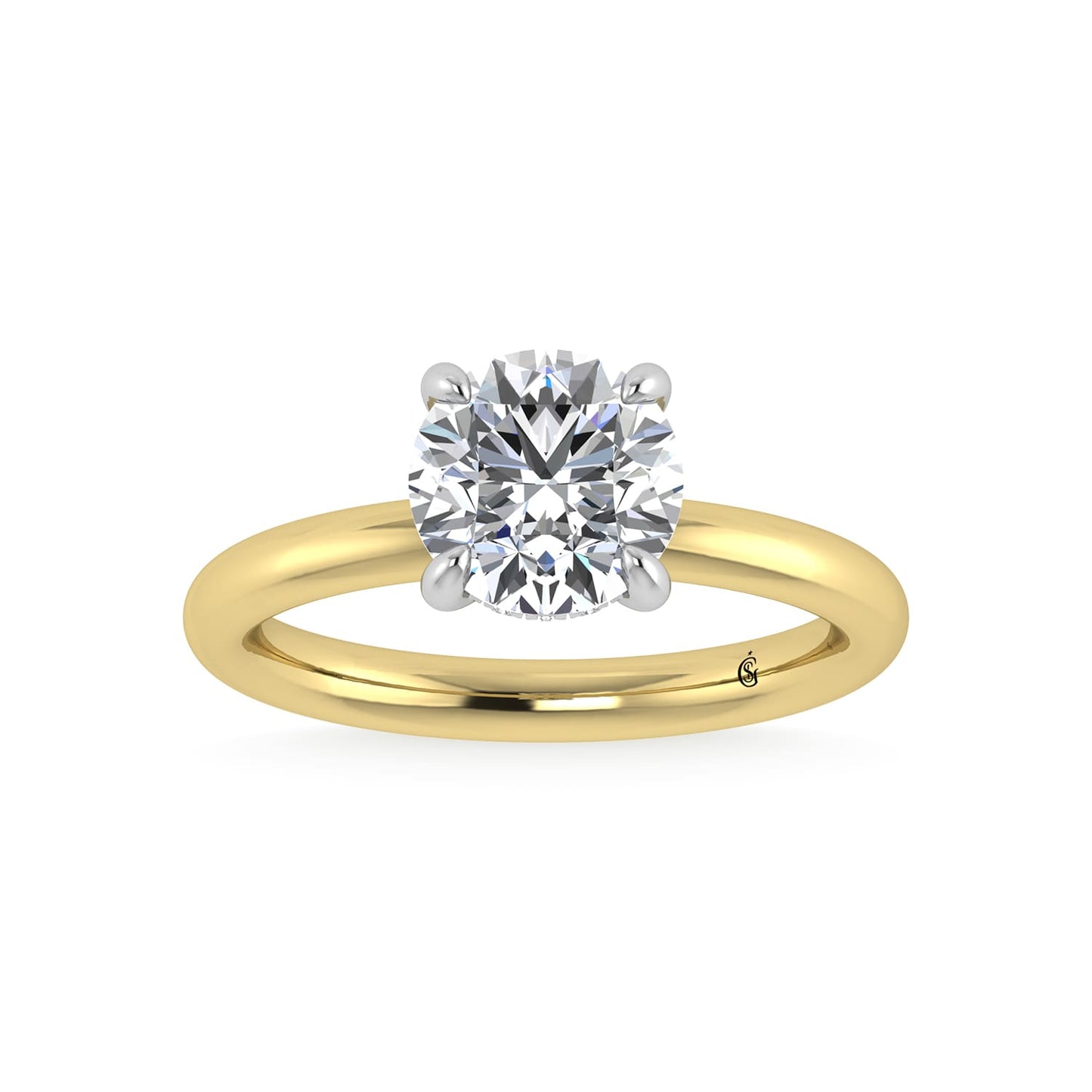 14K White Gold Lab Grown Diamond 2 1/20 Ct.Tw. Round Shape IGI Certified Engagement Ring (Center 2ct)