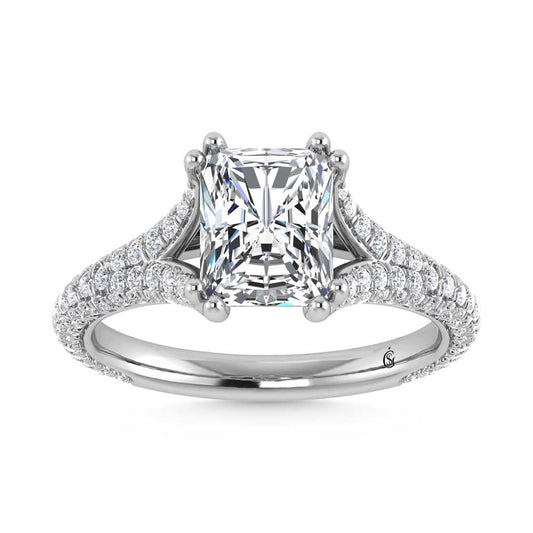 14K White Gold Lab Grown Diamond 2 7/8 Ct.Tw. Radiant Shape Engagement Ring (Center 2CT)