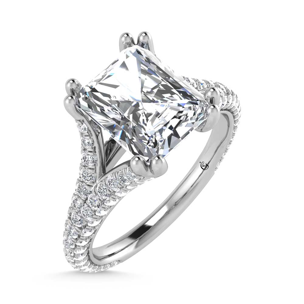 14K White Gold Lab Grown Diamond 2 7/8 Ct.Tw. Radiant Shape Engagement Ring (Center 2CT)