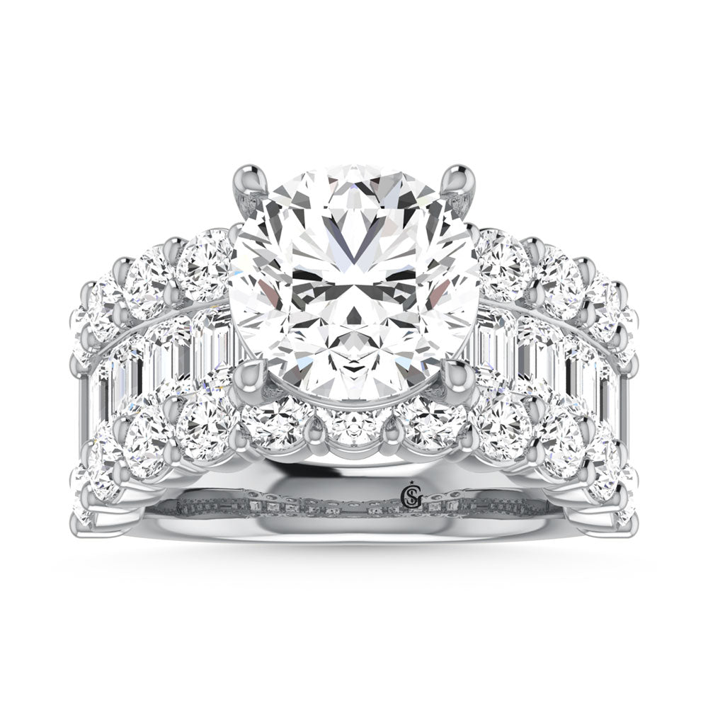 14K White Gold Lab Grown Diamond 8 1/5  Ct.Tw. Round and Emerald Band