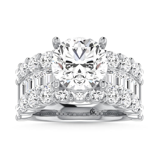 14K White Gold Lab Grown Diamond 8 1/5  Ct.Tw. Round and Emerald Band