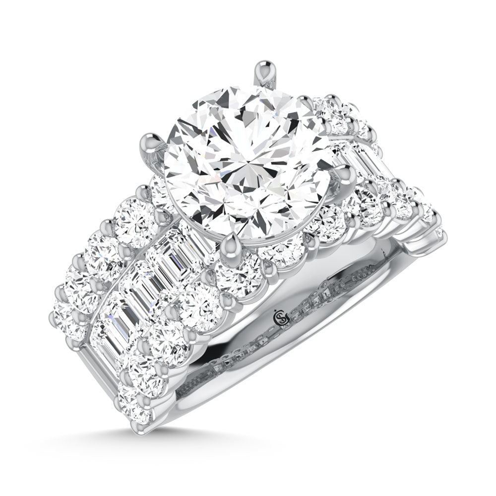 14K White Gold Lab Grown Diamond 8 1/5  Ct.Tw. Round and Emerald Band