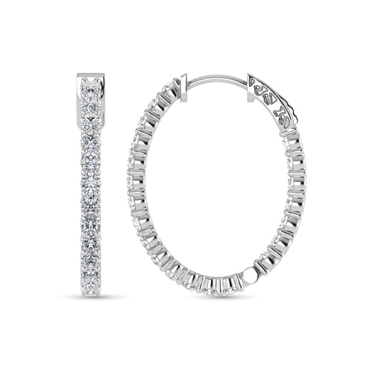 14K White Gold Lab Grown Diamond 1 Ct.Tw. Hoop Earrings