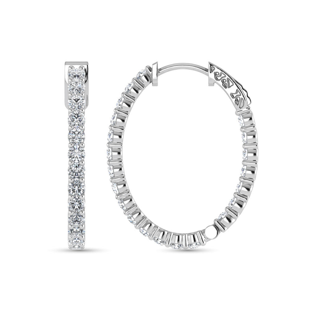 14K White Gold Lab Grown Diamond 4 Ct.Tw. Hoop Earrings