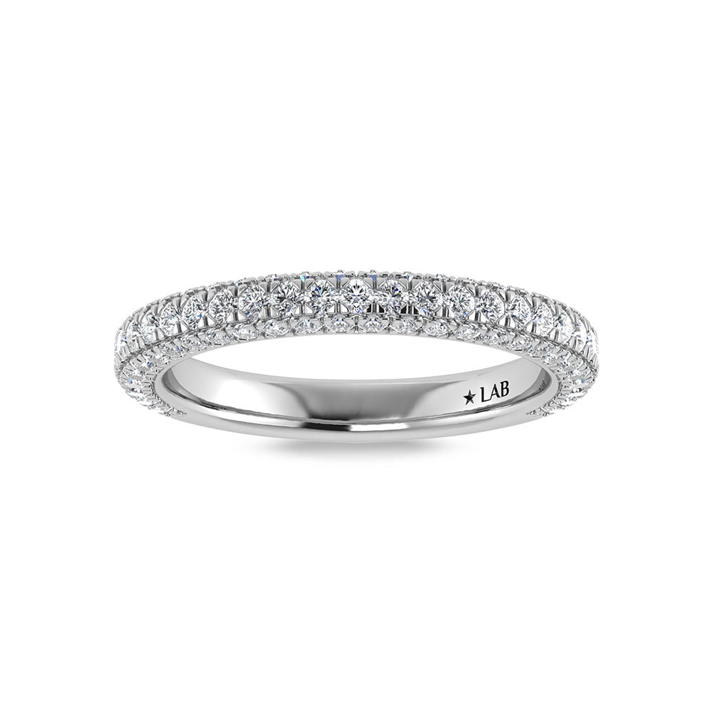 14K White Gold Lab Grown Diamond 7/8 Ct.Tw. IGI Certified Round Shape Wedding Band