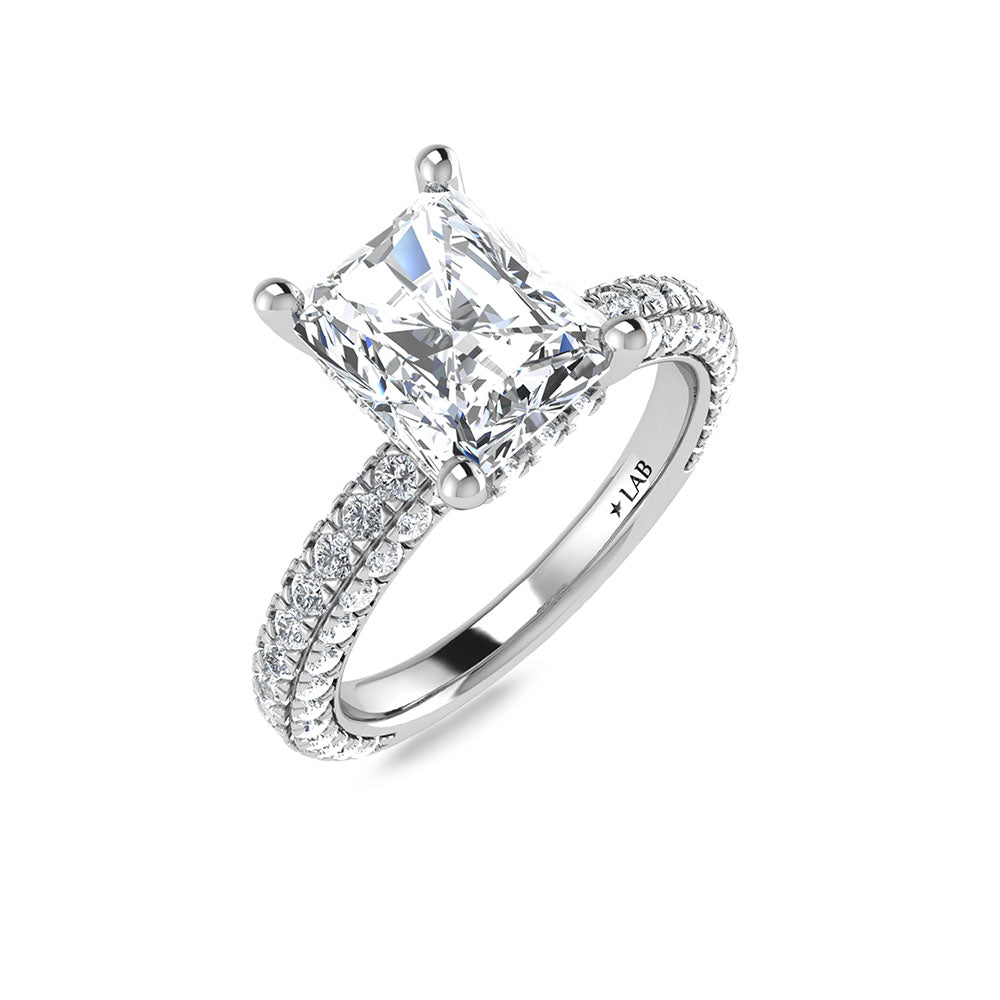 14K White Gold Lab Grown Diamond 3 Ct.Tw. IGI Certified Radiant Shape Halo Engagement Ring (Center 2CT)