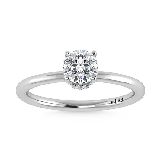 14K White Gold Lab Grown Diamond 1 1//20 Ct.Tw. Round Shape Halo Engagement Ring (Center 1CT)
