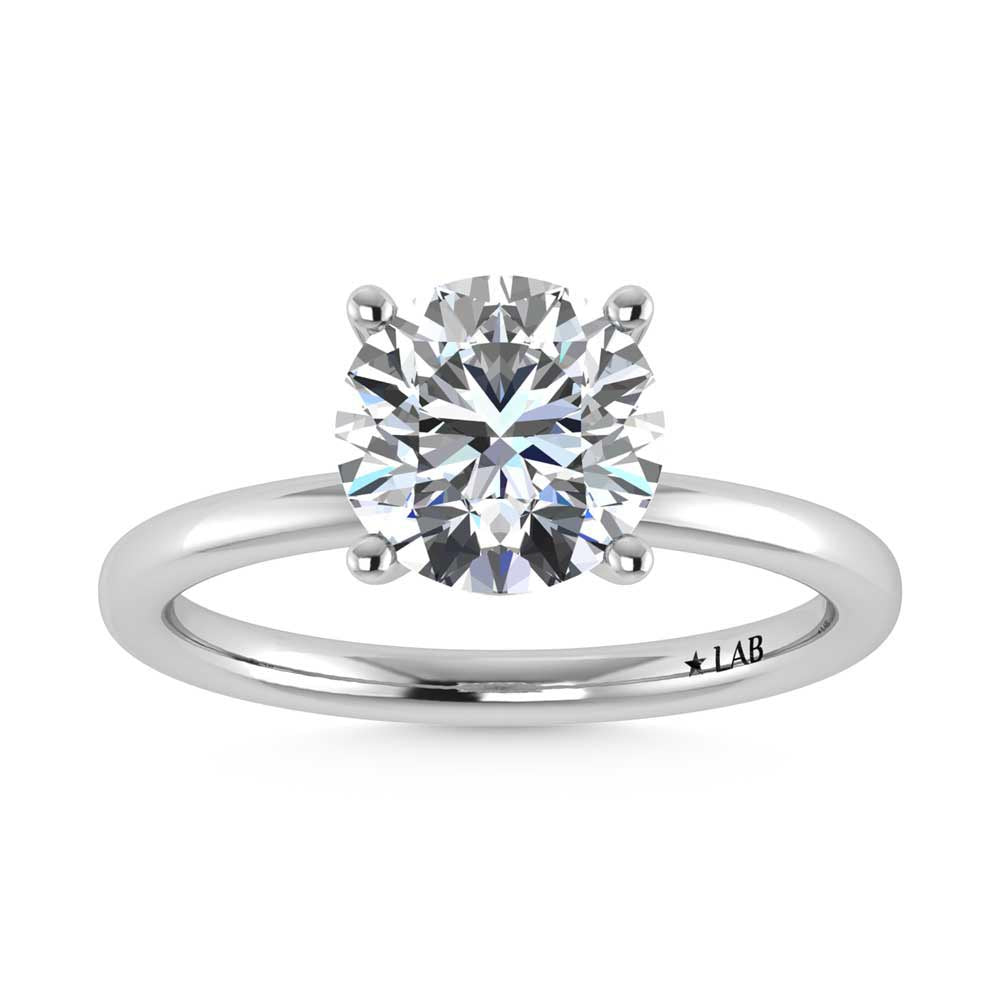 14K White Gold Lab Grown Diamond 2 1//20 Ct.Tw. Round Shape Halo Engagement Ring (Center 2CT)