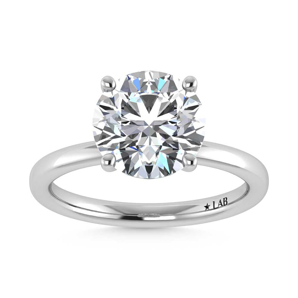 14K White Gold Lab Grown Diamond 3 1//20 Ct.Tw. Round Shape Halo Engagement Ring (Center 3CT)