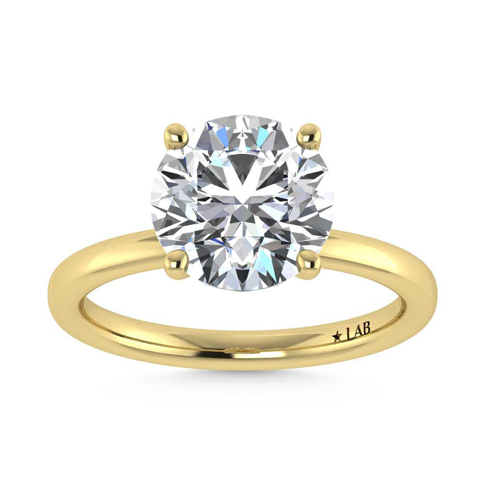 14K Yellow Gold Lab Grown Diamond 3 1//20 Ct.Tw. Round Shape Halo Engagement Ring (Center 3CT)