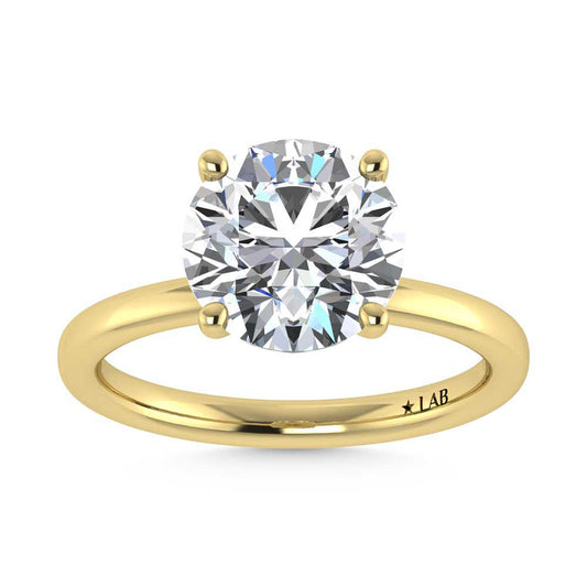 14K Yellow Gold Lab Grown Diamond 3 1//20 Ct.Tw. Round Shape Halo Engagement Ring (Center 3CT)