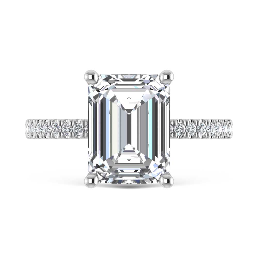 14K White Gold Labgrown Diamond 4 3/8 Ct.Tw. Emerald Shape Engagement Ring