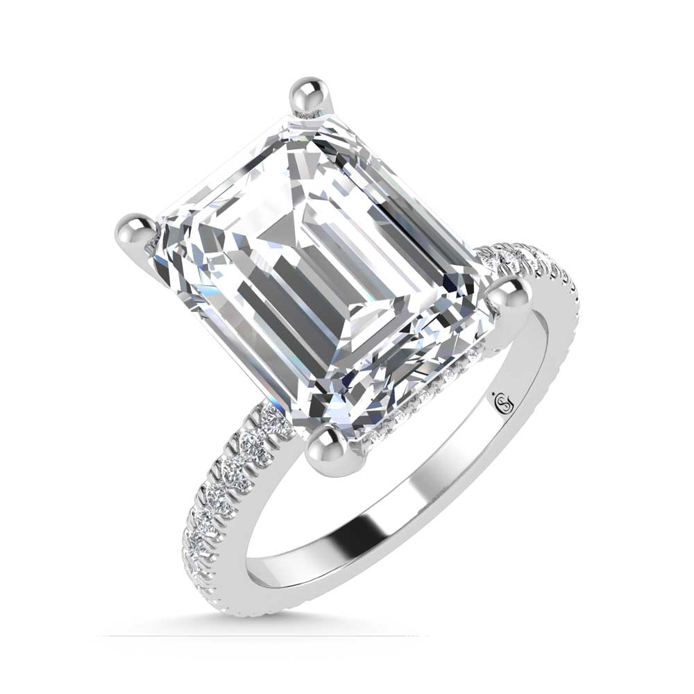 14K White Gold Labgrown Diamond 2 1/3 Ct.Tw. Emerald Shape Engagement Ring