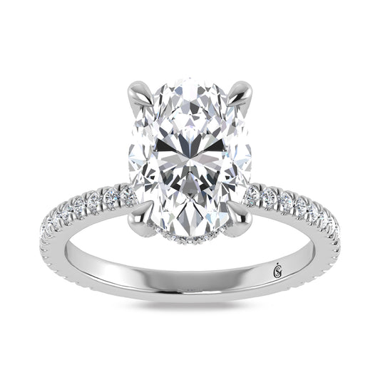 14K White Gold Labgrown Diamond 4 3/8 Ct.Tw. Oval Shape Engagement Ring