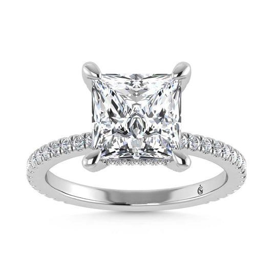 14K White Gold Labgrown Diamond 3 3/8 Ct.Tw. Princess Shape Engagement Ring