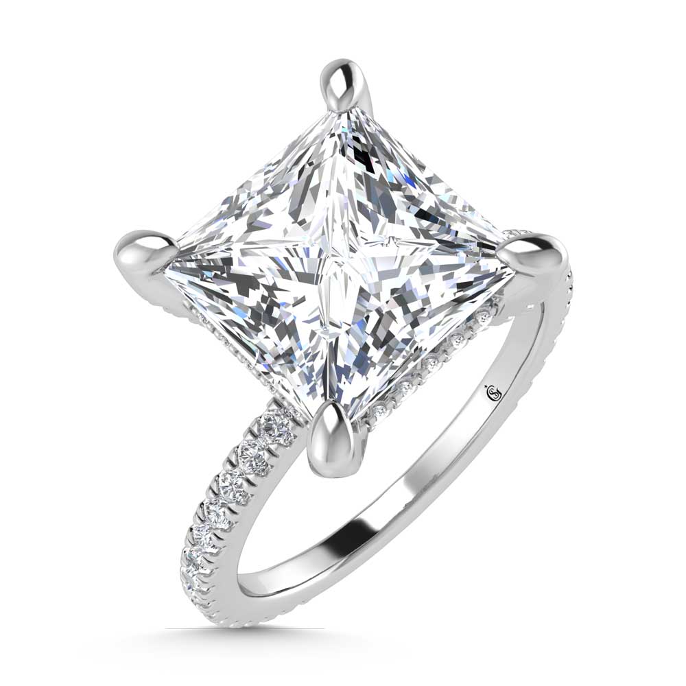 14K White Gold Labgrown Diamond 2 1/3 Ct.Tw. Princess Shape Engagement Ring