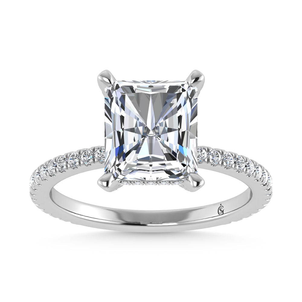 14K White Gold Labgrown Diamond 4 3/8 Ct.Tw. Radiant Shape Engagement Ring