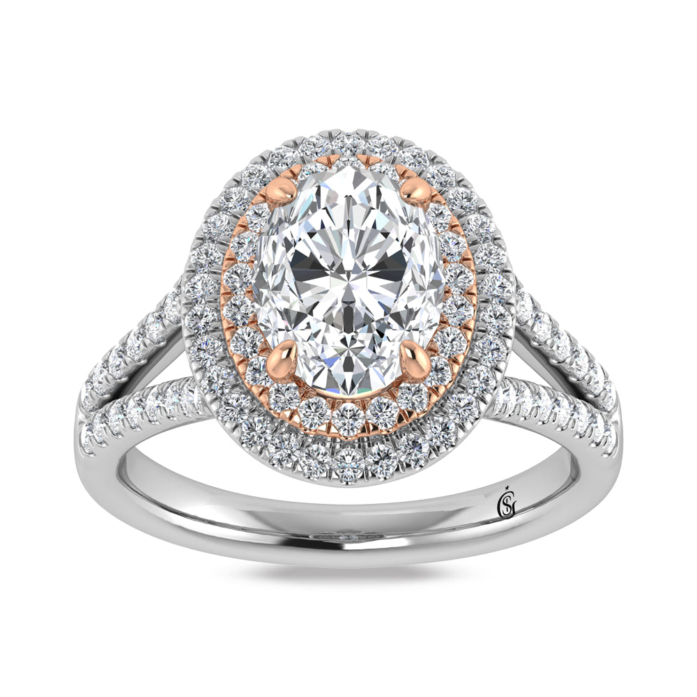 14K Two Tone Labgrown Diamond 2 5/8 Ct.Tw. Oval Shape Engagement Ring