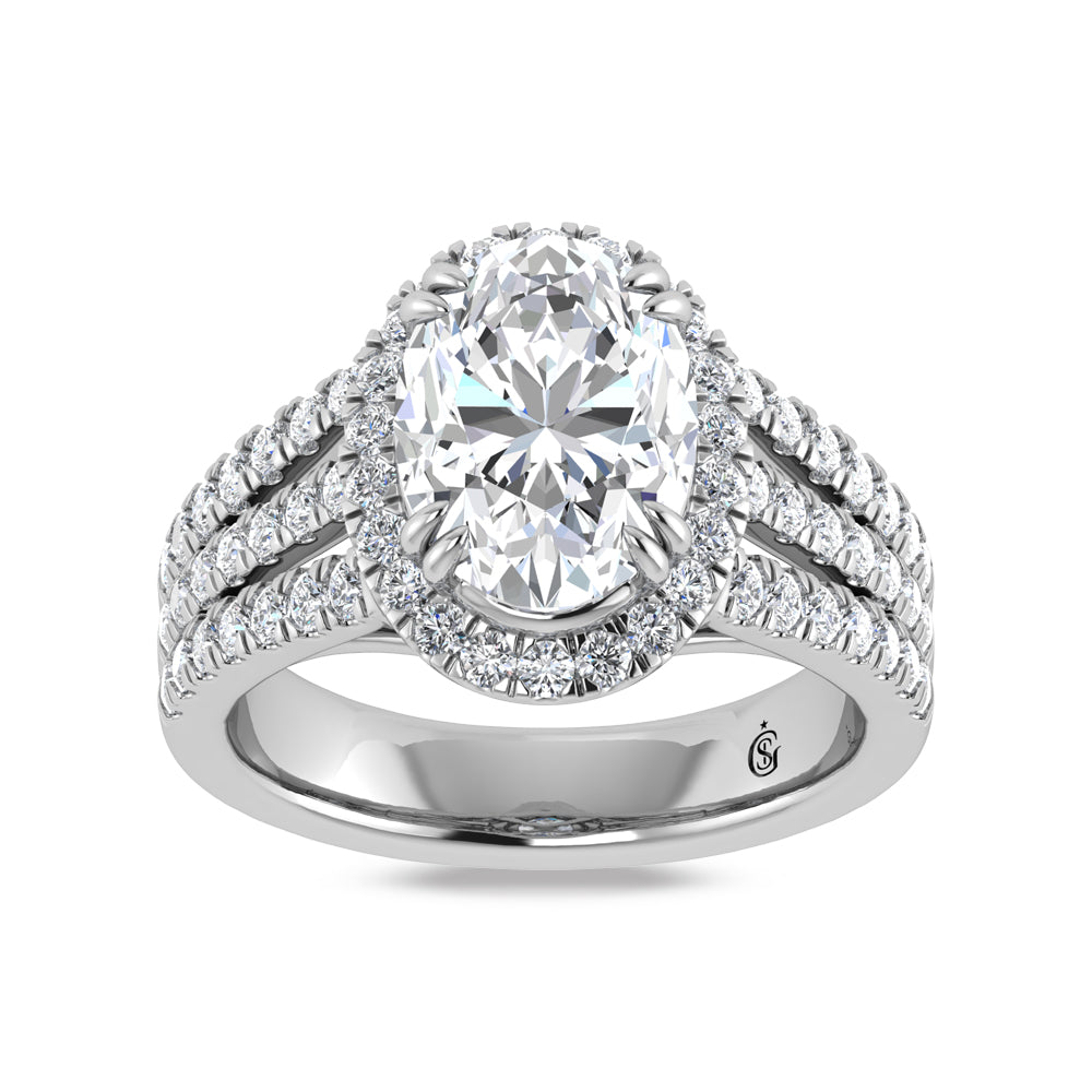 14K White Gold Labgrown Diamond 3 7/8 Ct.Tw. Oval Shape Engagement Ring