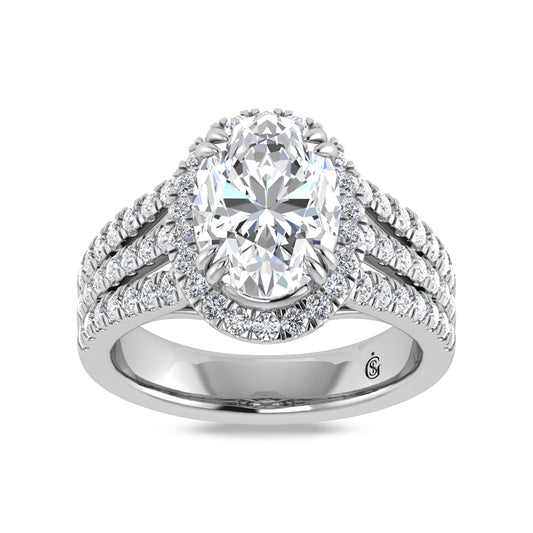 14K White Gold Labgrown Diamond 3 7/8 Ct.Tw. Oval Shape Engagement Ring