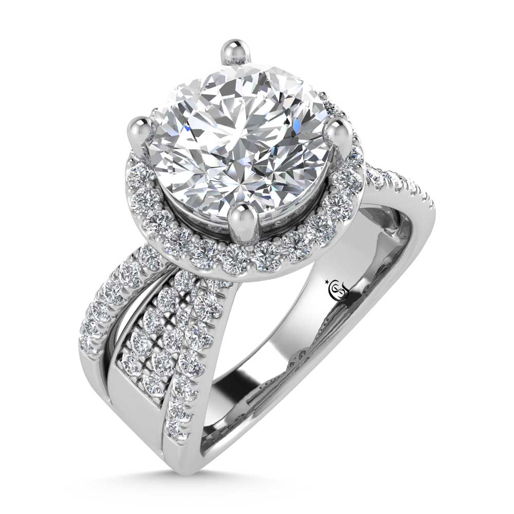 14K White Gold Lab Grown Diamond 2 1/2 Ct.Tw. Round Shape Engagement Ring (Center 2CT)