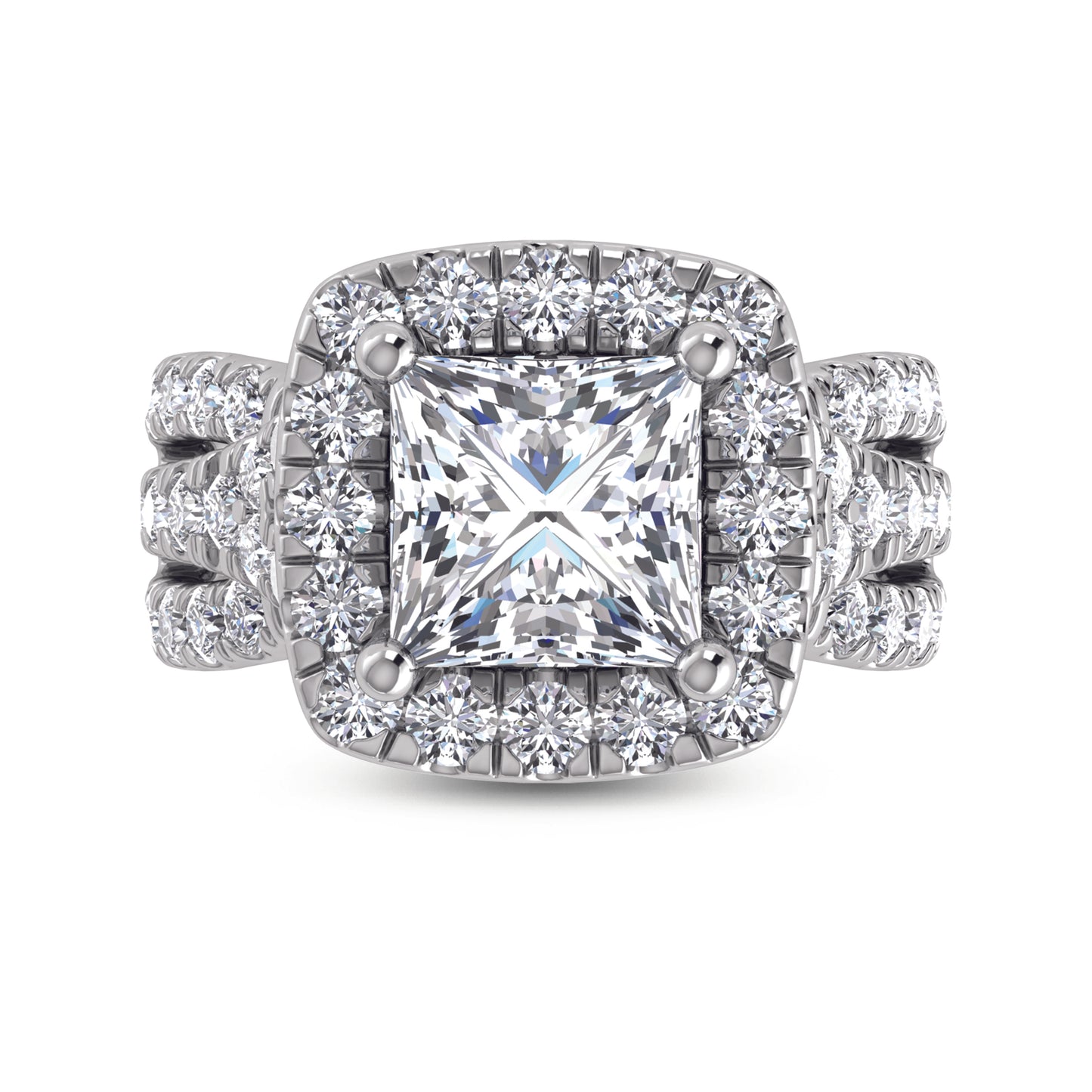 14K White Gold Labgrown Diamond 4 7/8 Ct.Tw. Princess Shape Engagement Ring (Center 3ctw)