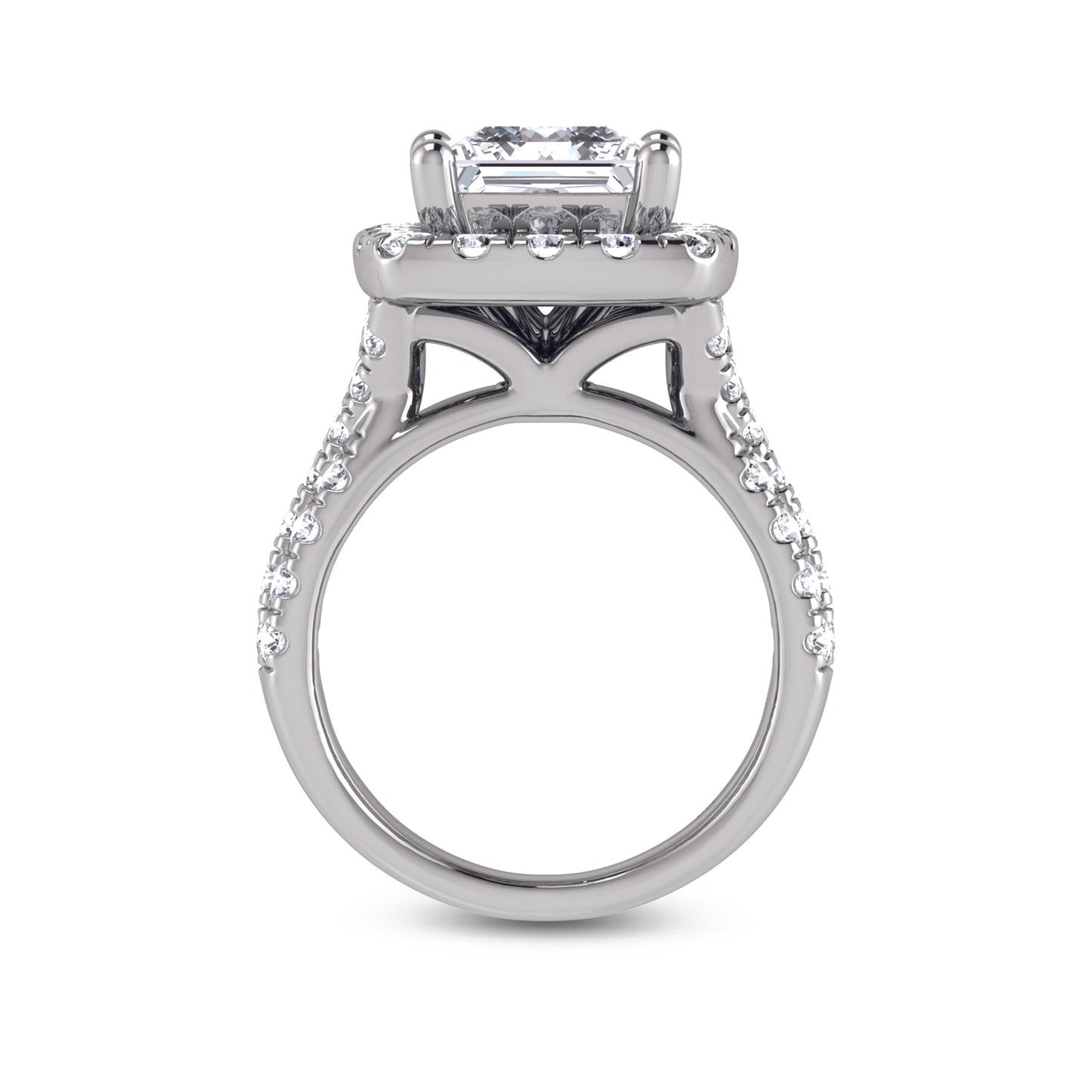 14K White Gold Labgrown Diamond 6 1/4 Ct.Tw. Princess Shape Engagement Ring (Center 4ctw)