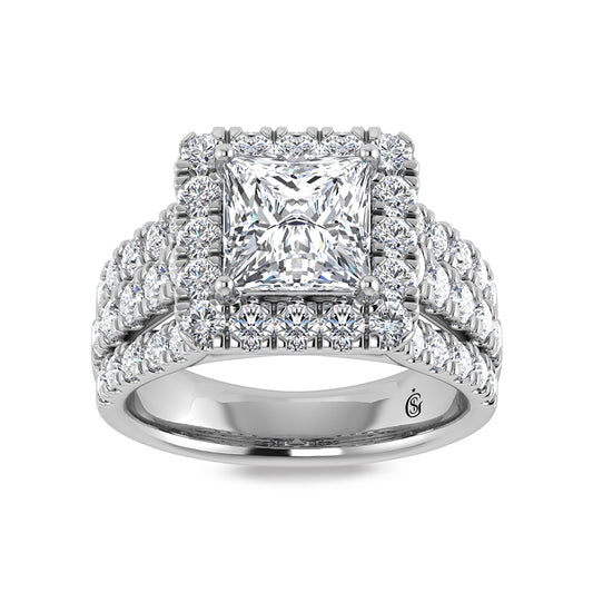 14K White Gold Labgrown Diamond 6 1/4 Ct.Tw. Princess Shape Engagement Ring (Center 4ctw)